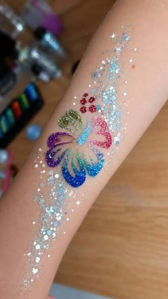 Colorful sparkling glitter tattoo design